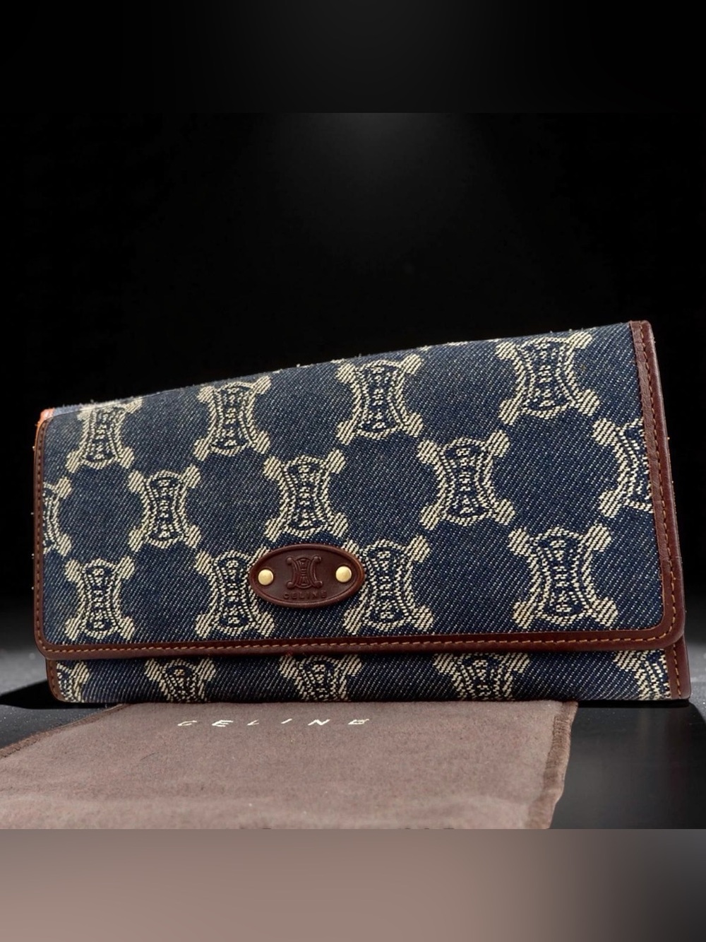 Celine Triomphe Denim Leather Continental Wallet 😍🔥💙